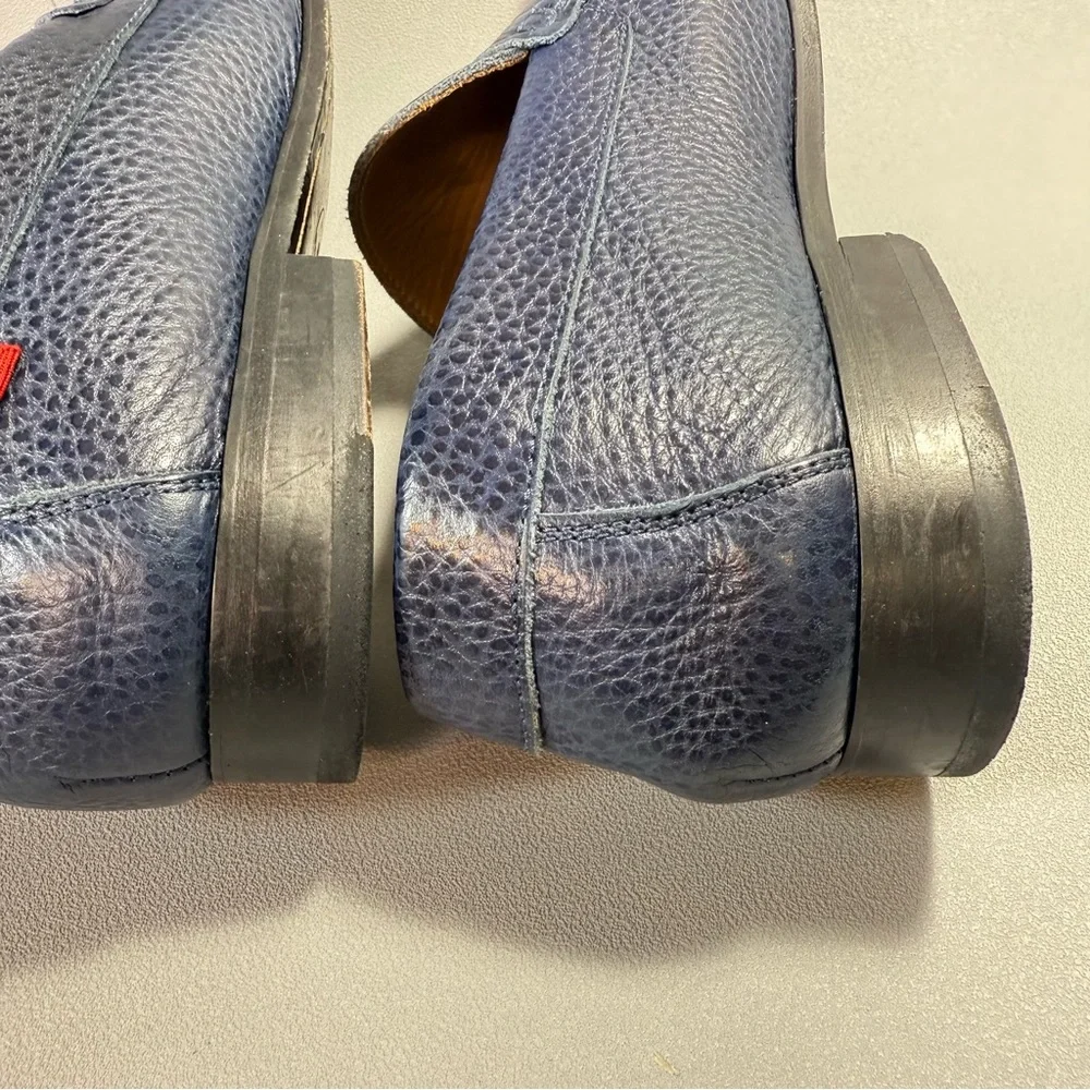 MARC JOSEPH NEW YORK Windsor Place Blue Pebbled Leather Penny Loafers